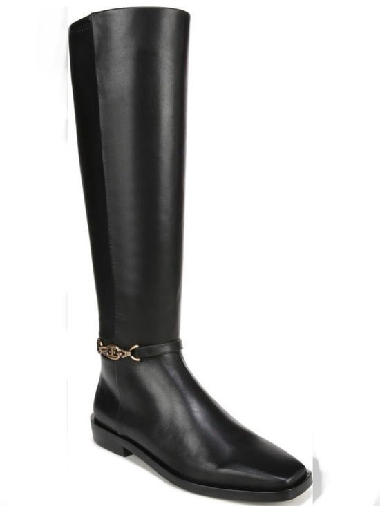Sam Edelman Shoes - SAM EDELMAN $229 Clive Black Tall Leather Riding Boots Gold Accent Size 6.5 NEW
